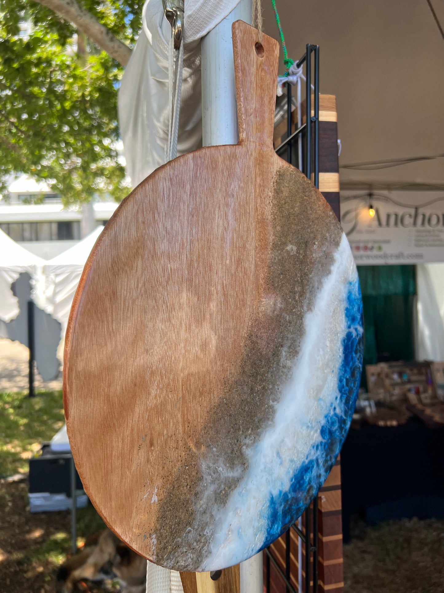 Ocean Waves Resin Art Charcuterie Board with Sand