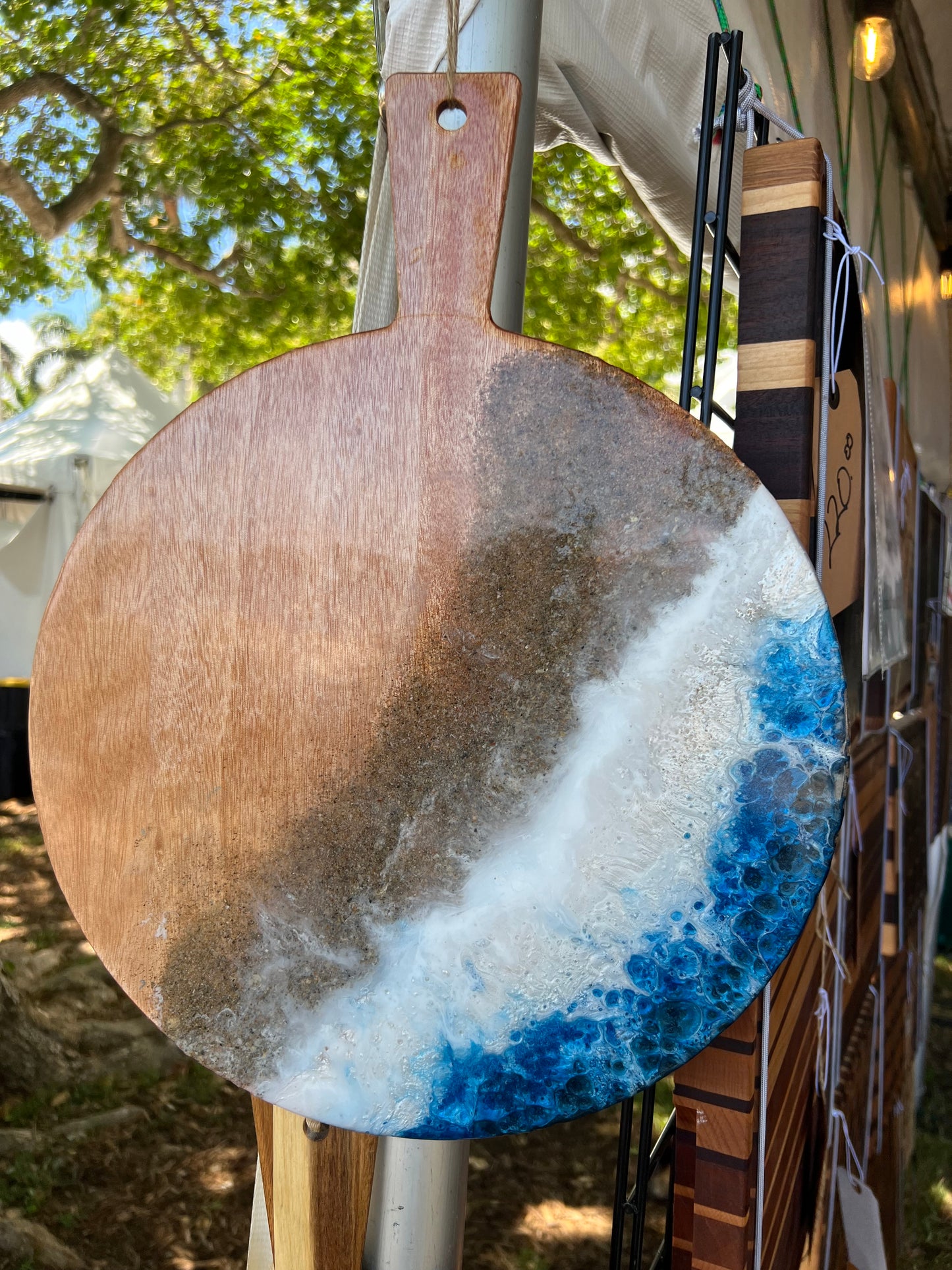 Ocean Waves Resin Art Charcuterie Board with Sand