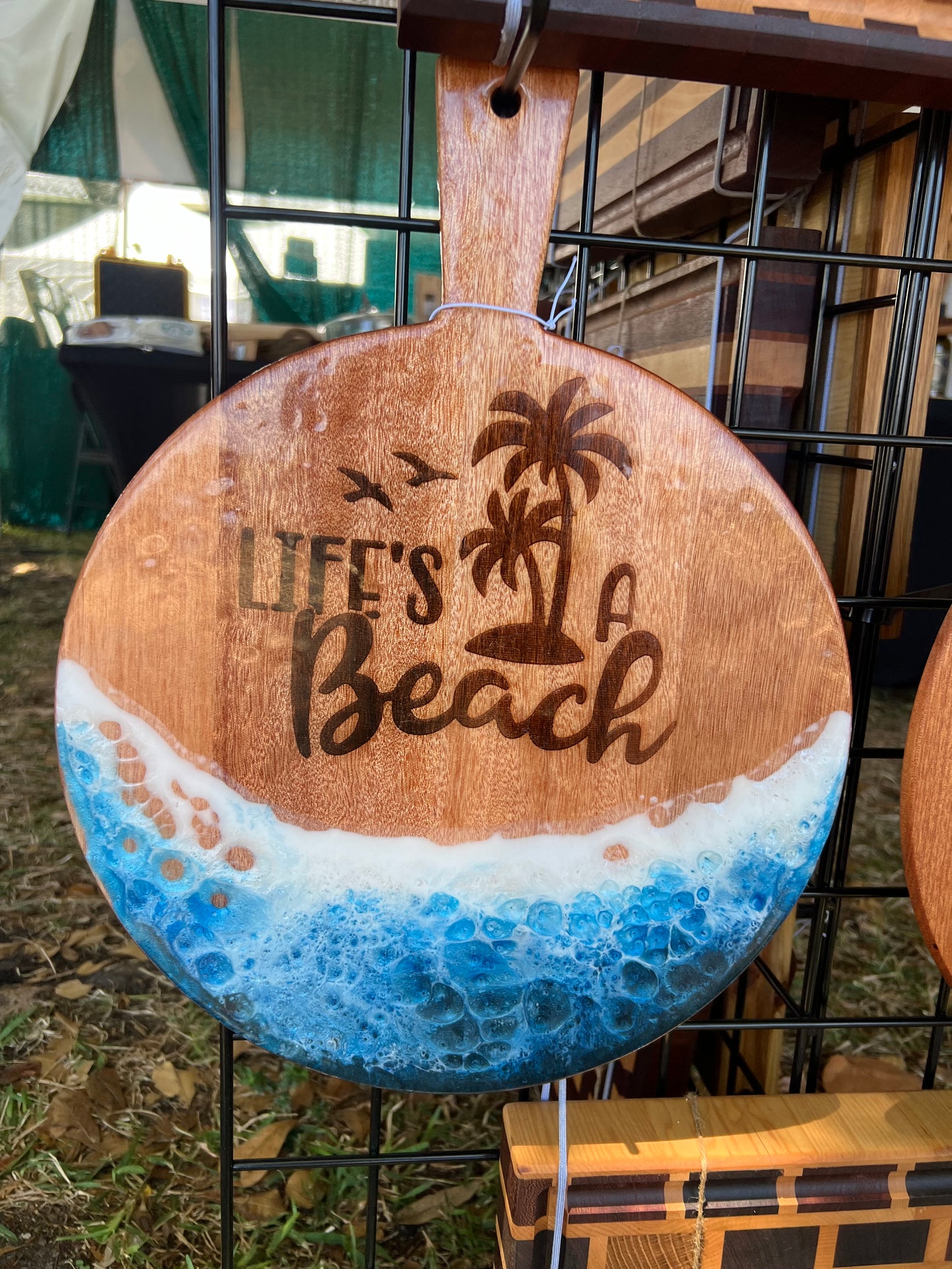 Ocean Waves Resin Art Charcuterie Board Custom Engraving