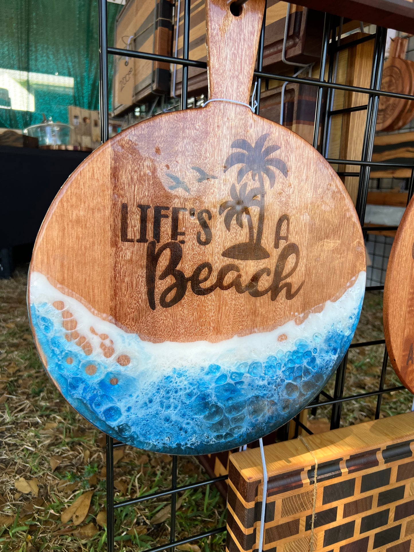 Ocean Waves Resin Art Charcuterie Board Custom Engraving