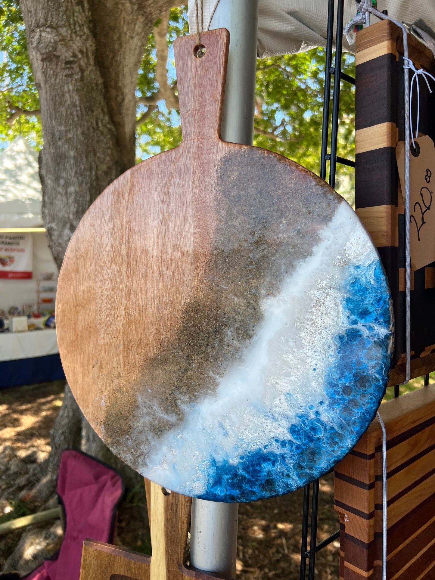 Ocean Waves Resin Art Charcuterie Board with Sand