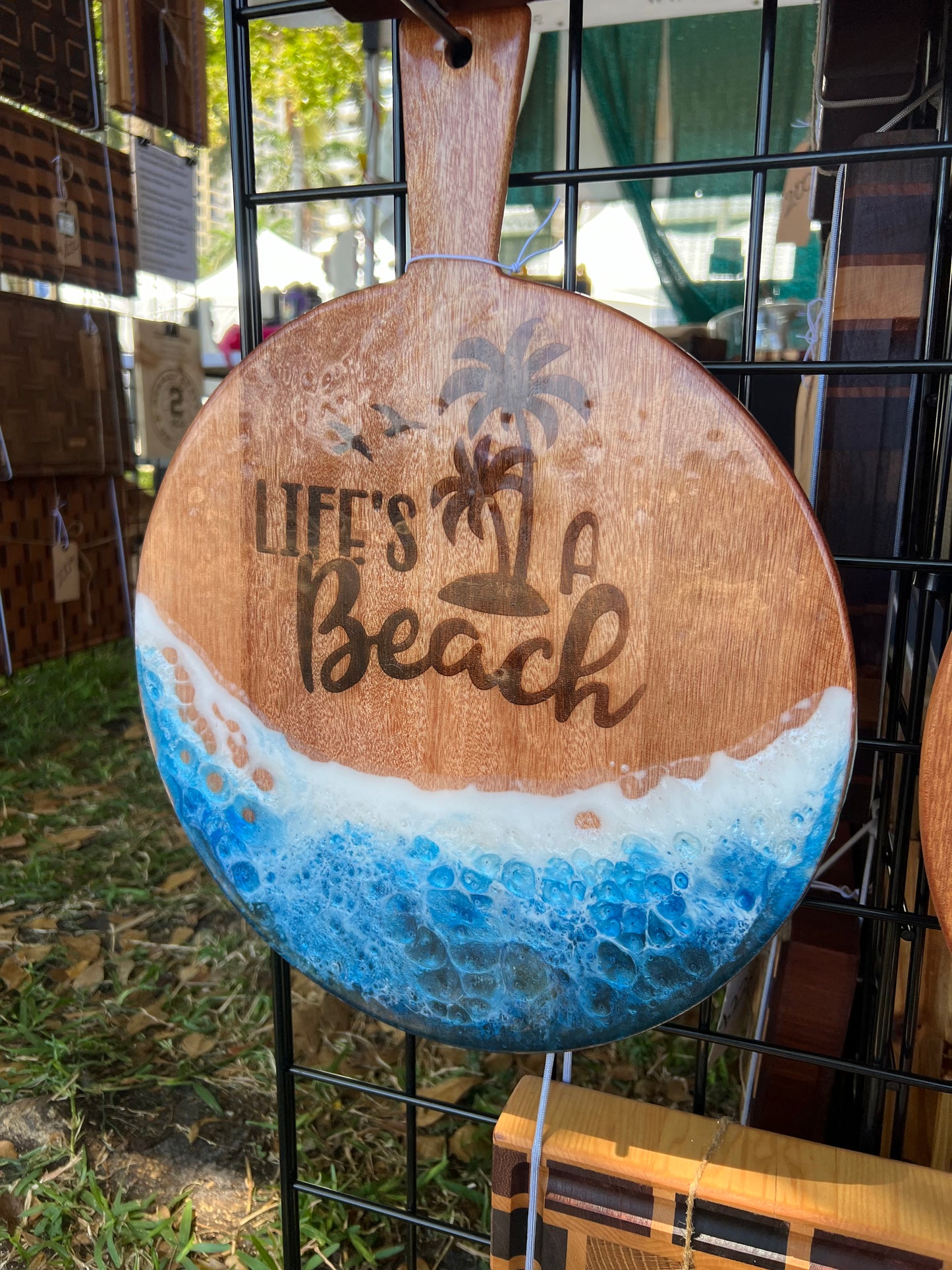 Ocean Waves Resin Art Charcuterie Board Custom Engraving