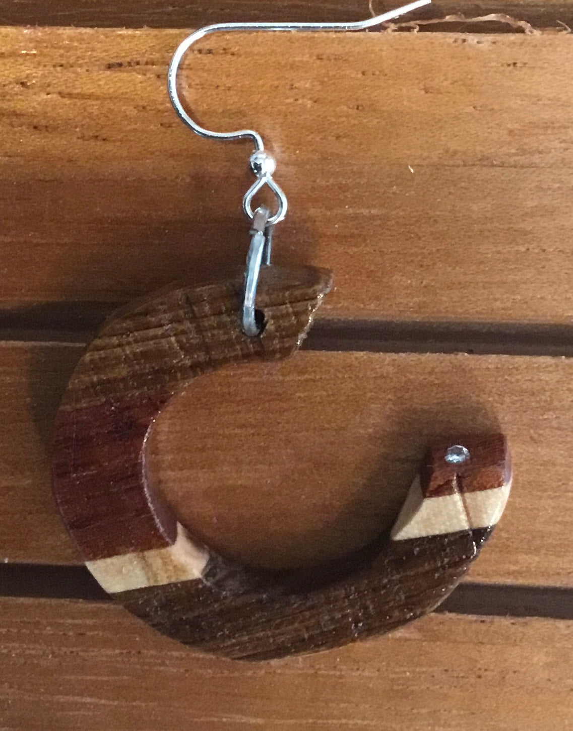 Walnut and Maple hoops earrings