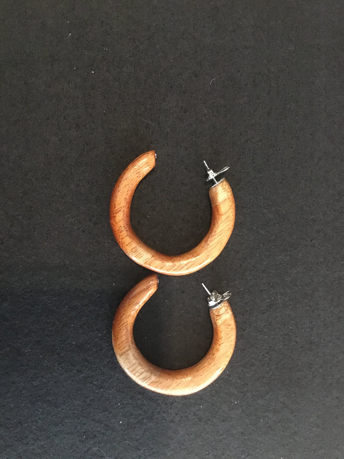 Large wooden hoop earrings