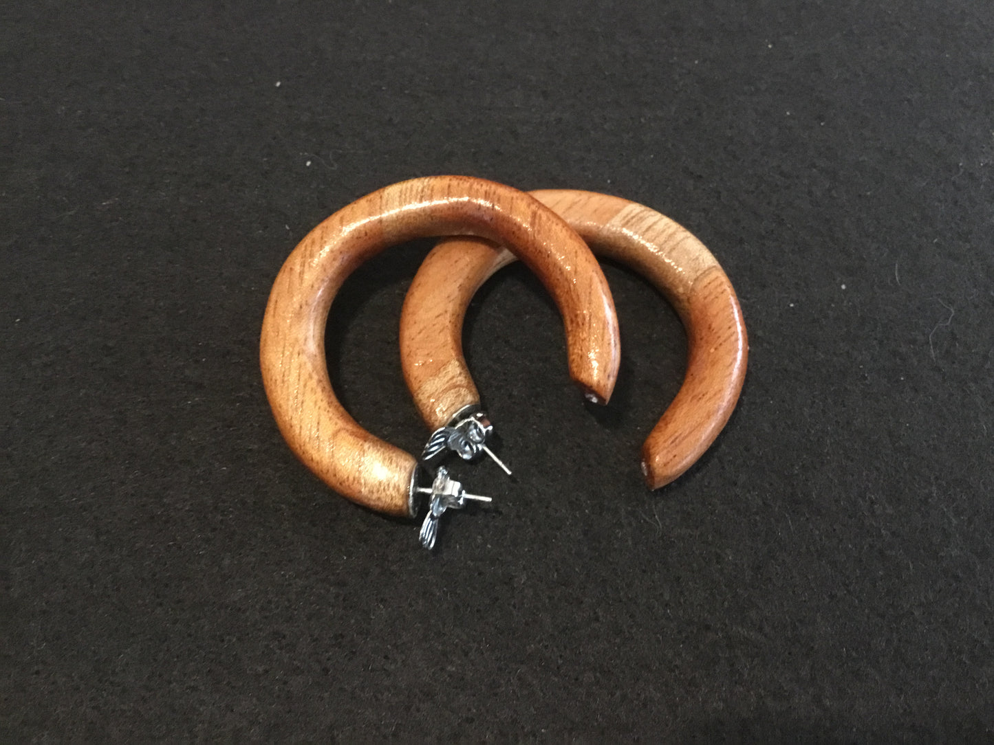 Large wooden hoop earrings