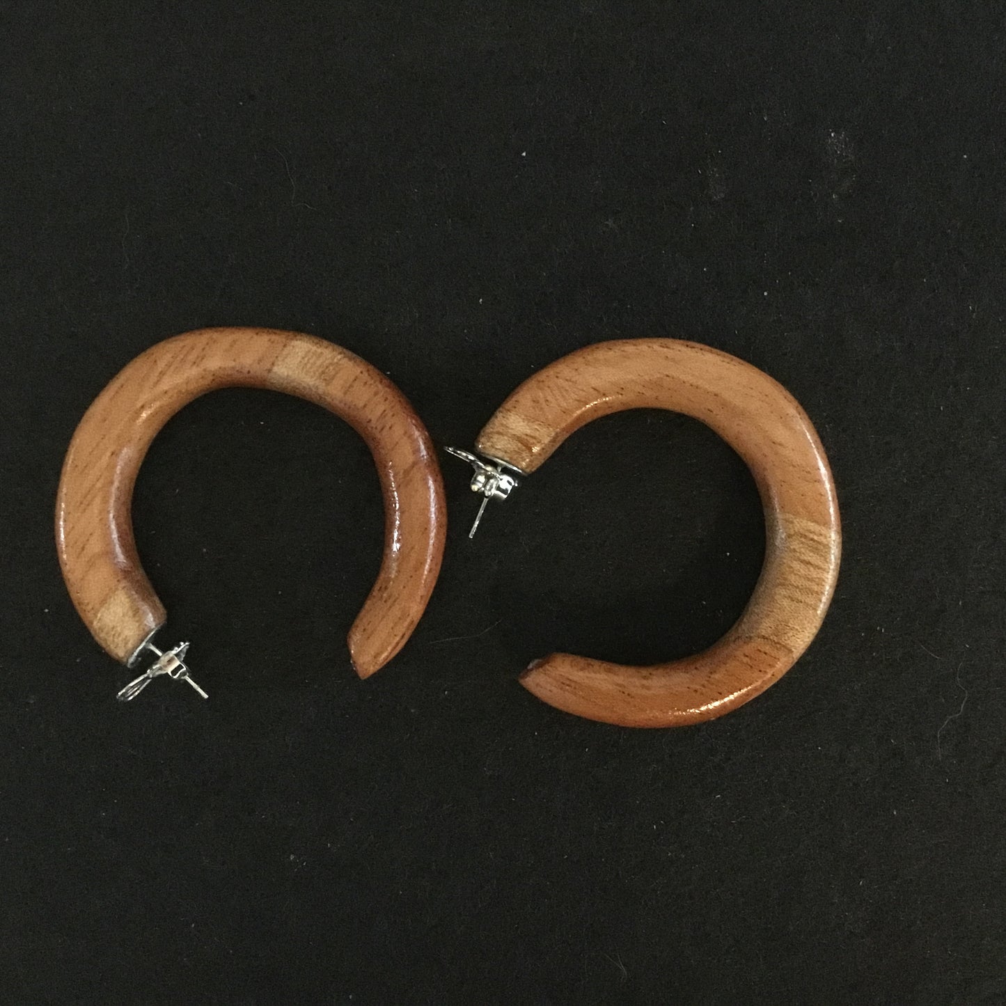Large wooden hoop earrings