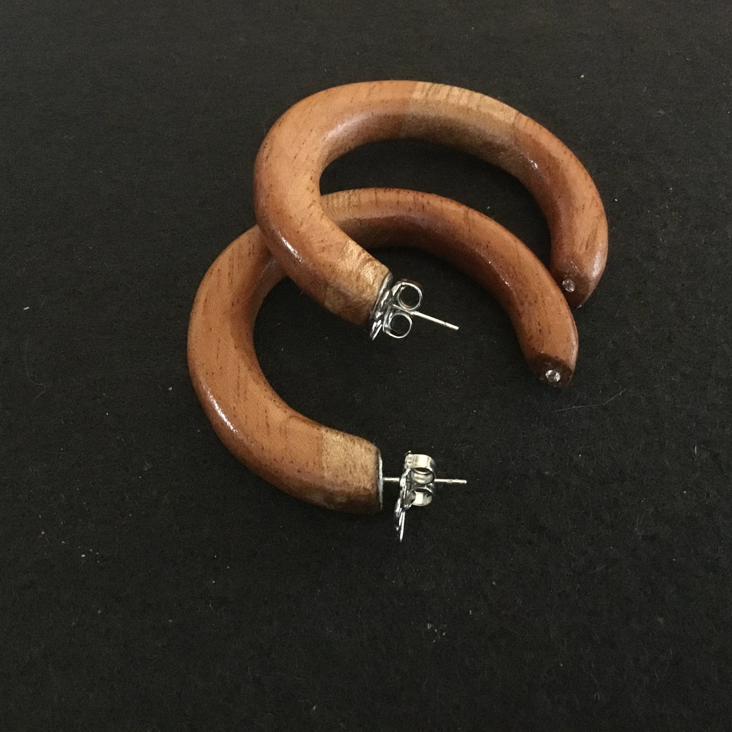 Large wooden hoop earrings