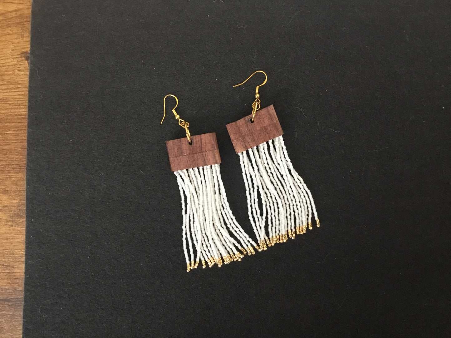 Long wood and Ice Earrings