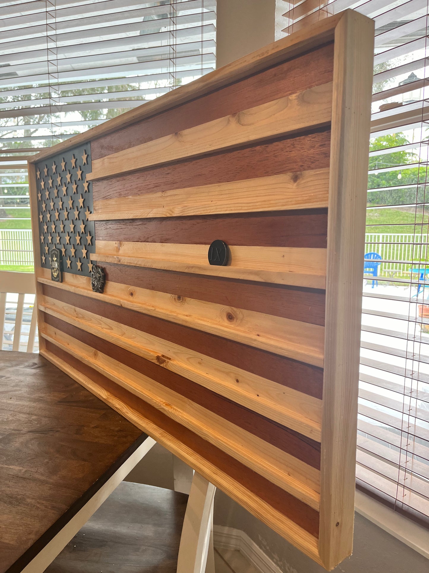 Challenge Coin Display American Flag Wall Decor Rustic