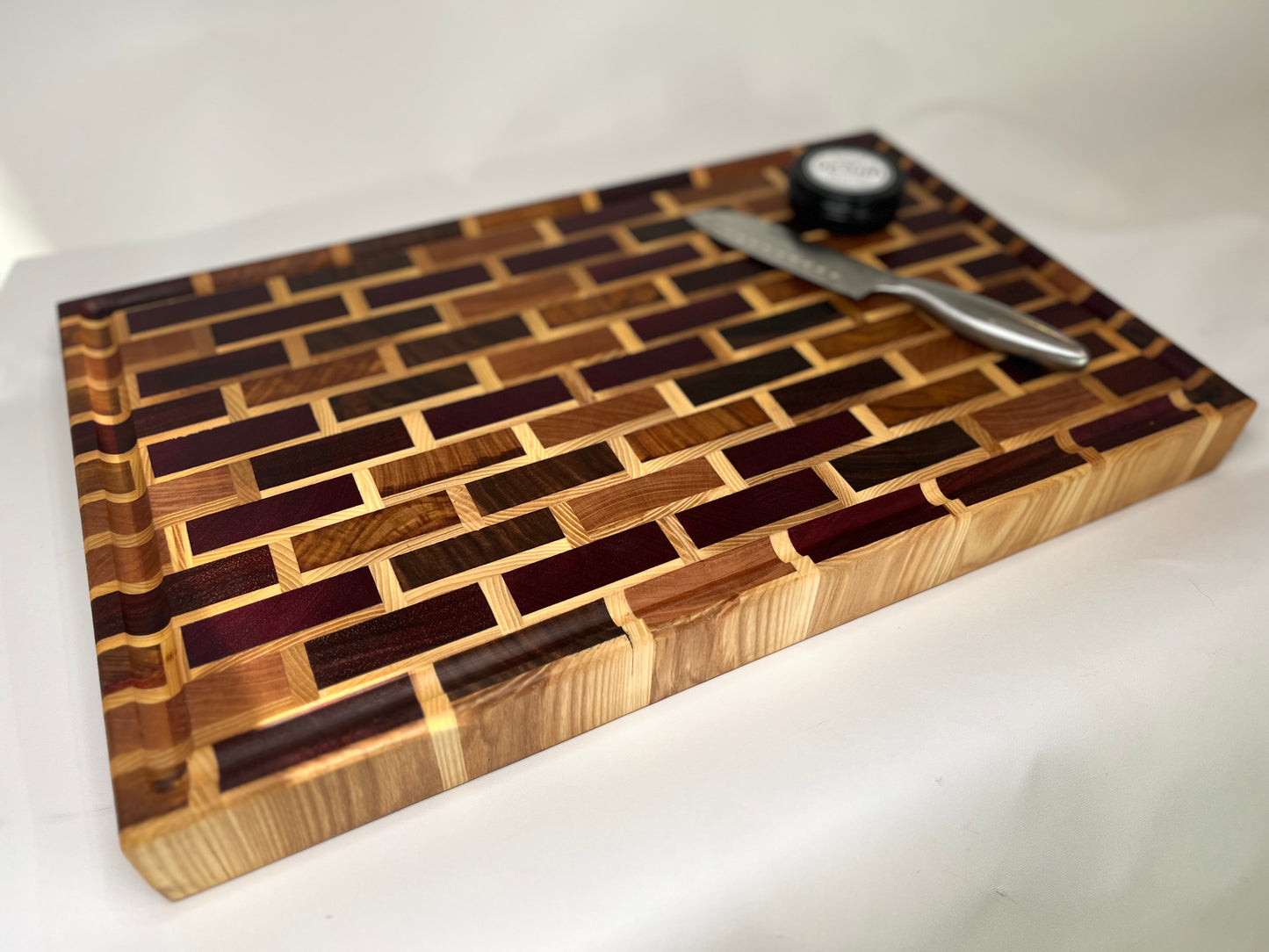 Exotic Colors End Grain Subway Pattern Cutting Board