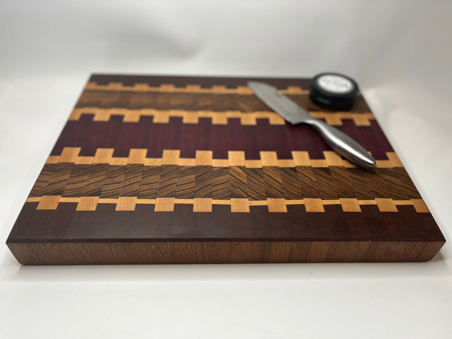 The “Elegance” - Purpleheart and Zebrawood End Grain Cutting Board