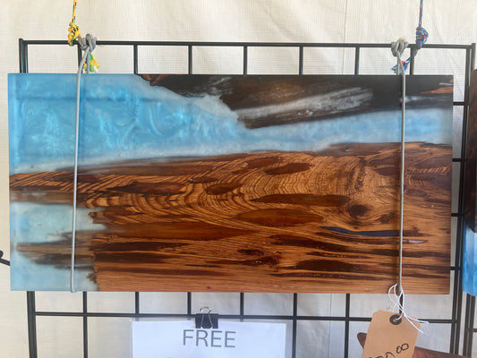 Pecky Cypress Ocean Waves Resin Art Charcuterie Board