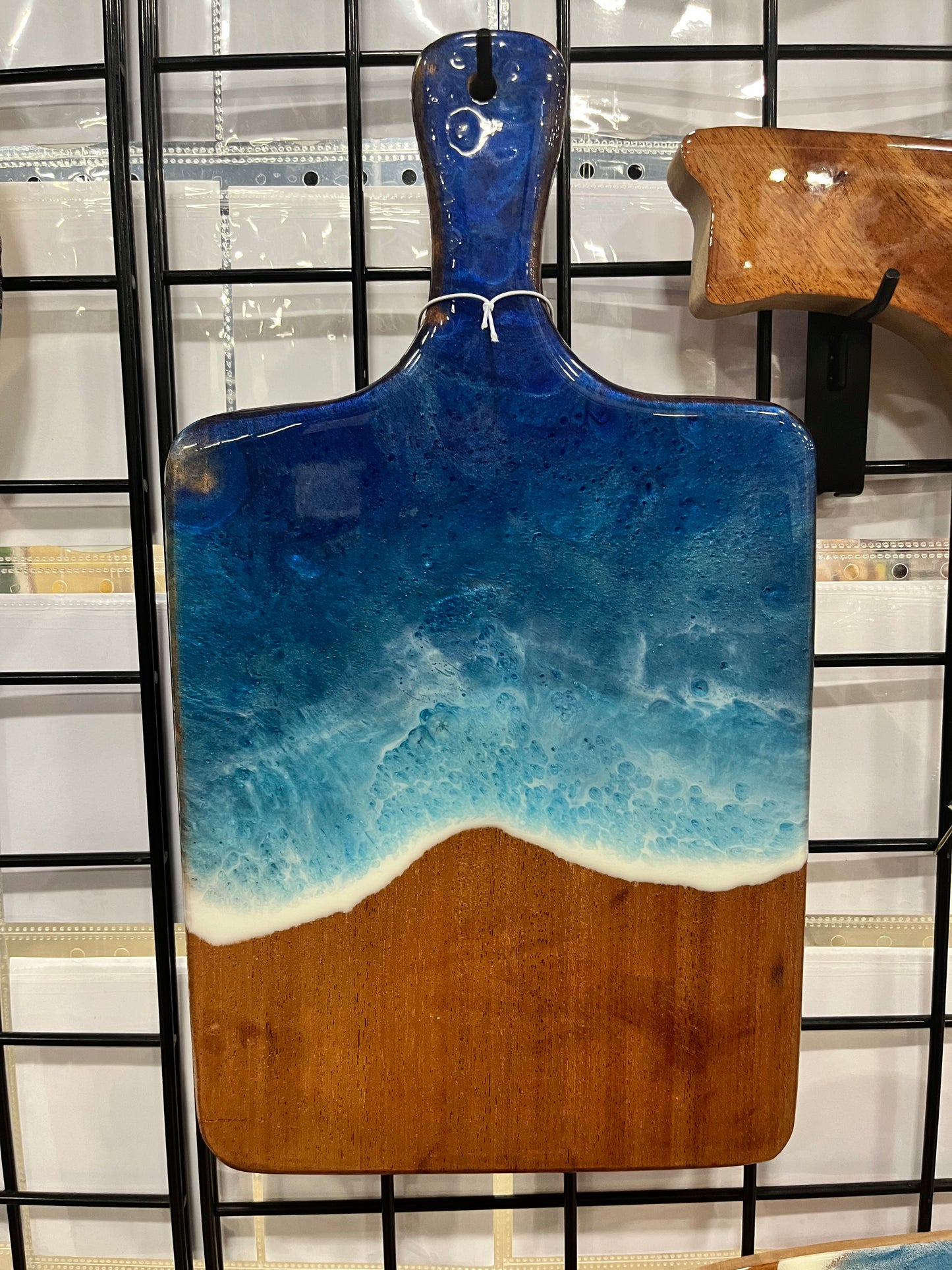 Handle Board Ocean Waves Resin Art Charcuterie Board Custom Engraving