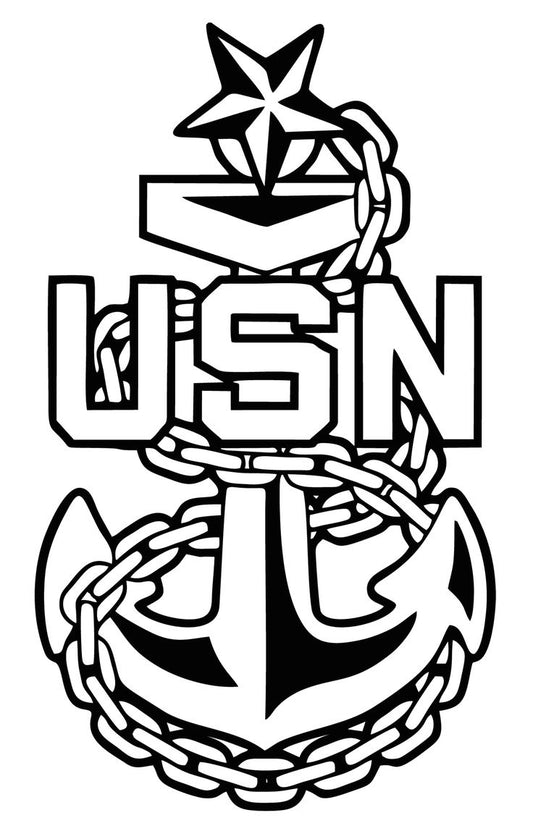Navy Chief Stencil Drawn Sticker