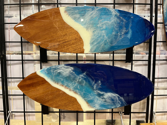 Surf Board Ocean Waves Resin Art Charcuterie Board Custom Engraving