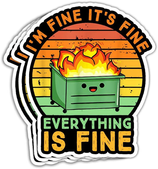 Everything Is Fine Retro Dumpster Fire (Sticker/Decal)