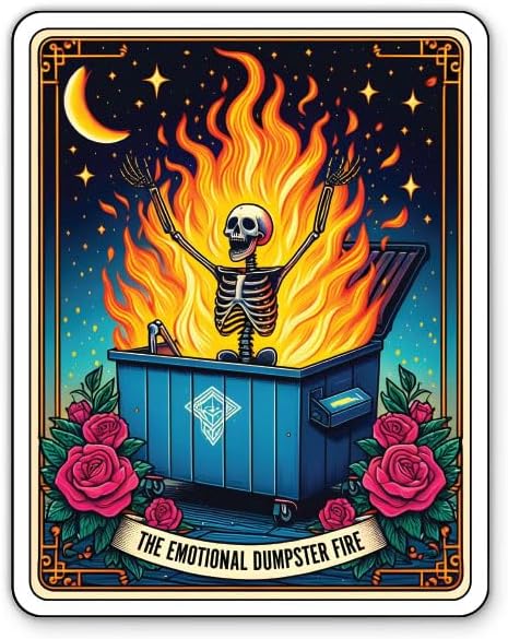 Dumpster Fire Tarot Card (Sticker/Decal)