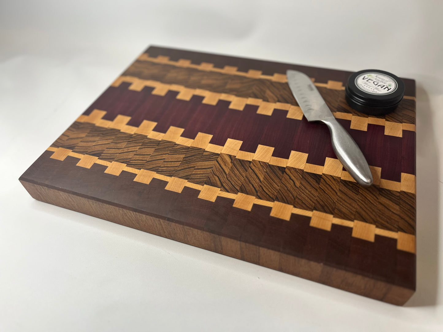 The “Elegance” - Purpleheart and Zebrawood End Grain Cutting Board