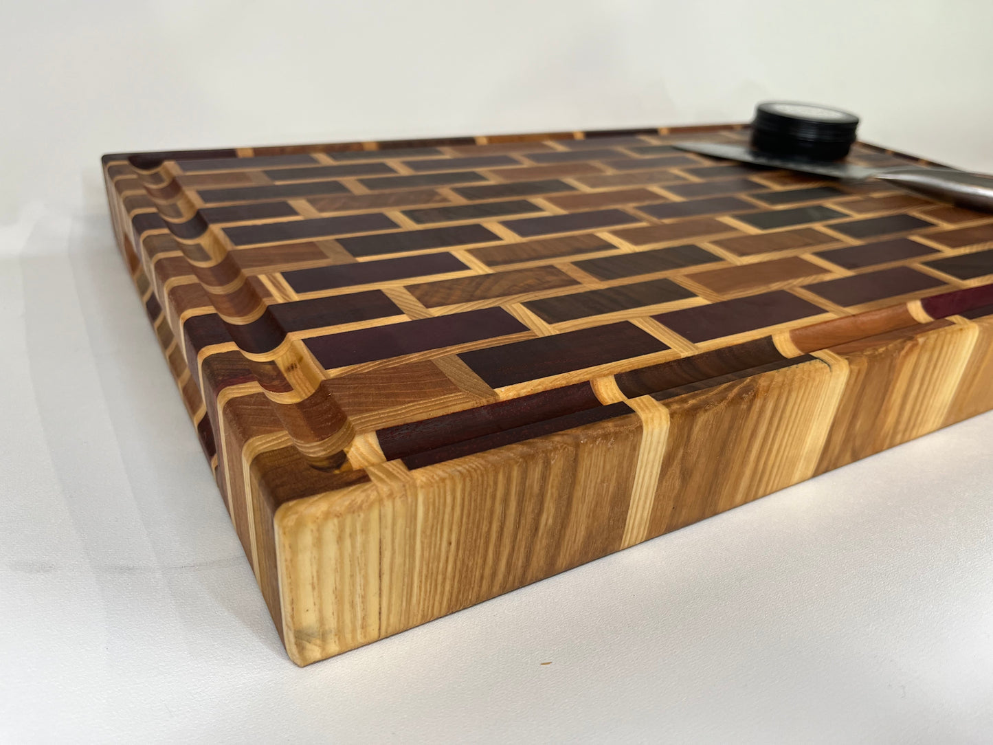 Exotic Colors End Grain Subway Pattern Cutting Board