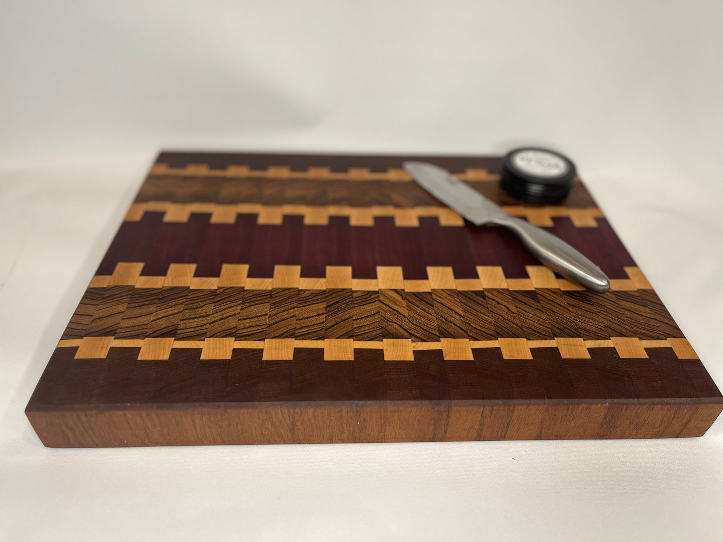 The “Elegance” - Purpleheart and Zebrawood End Grain Cutting Board