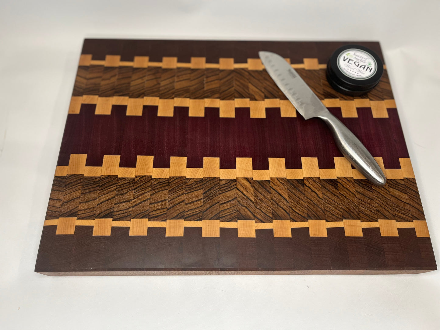 The “Elegance” - Purpleheart and Zebrawood End Grain Cutting Board