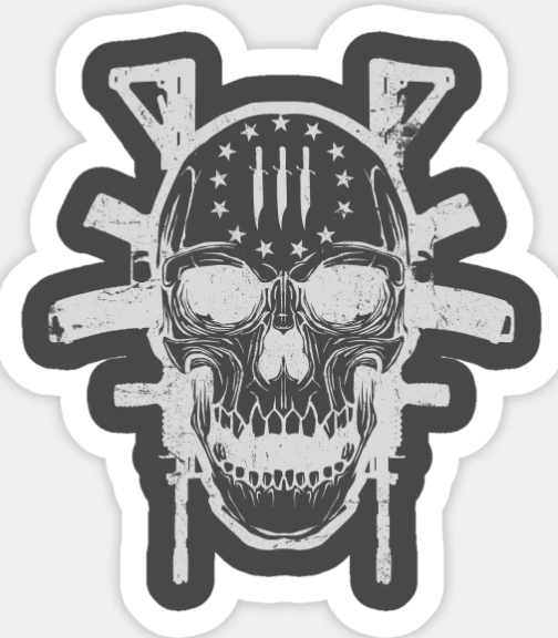 3% Skull and Rifles Sticker