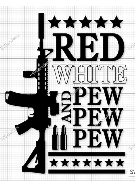 Red White & Pew Pew Sticker