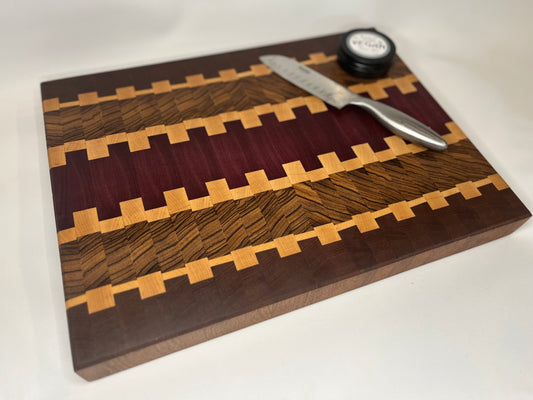 The “Elegance” - Purpleheart and Zebrawood End Grain Cutting Board