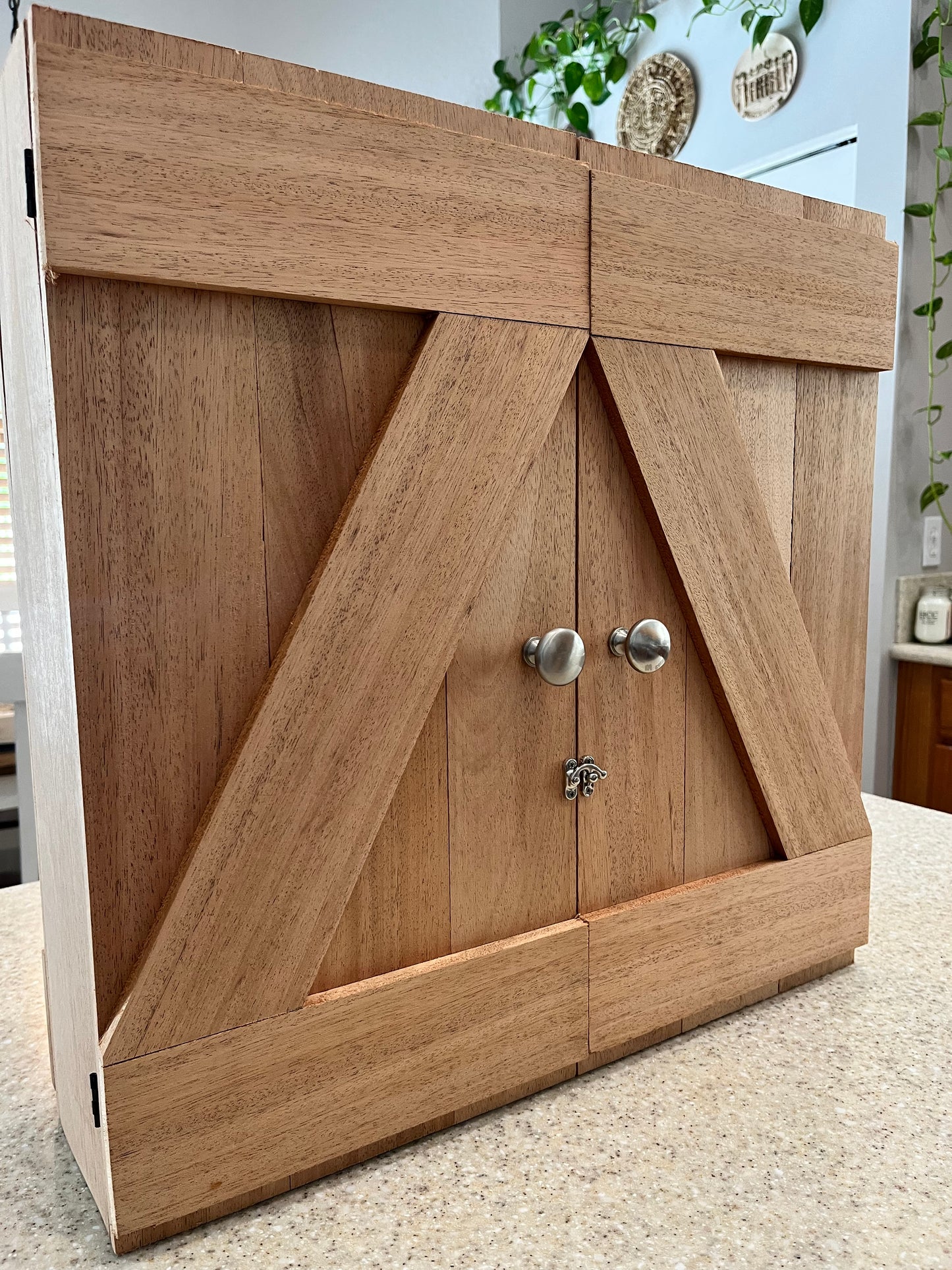 Dartboard Cabinet with Darts for Outdoor or Gameroom Fun