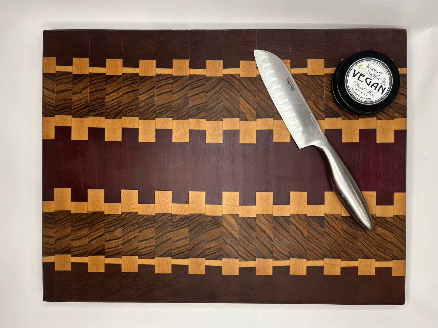 The “Elegance” - Purpleheart and Zebrawood End Grain Cutting Board