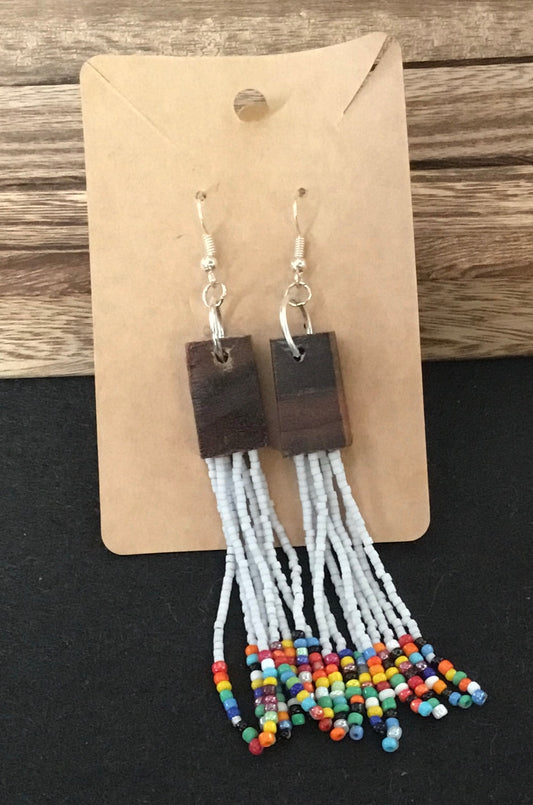 Walnut Wood with Colorful Beads
