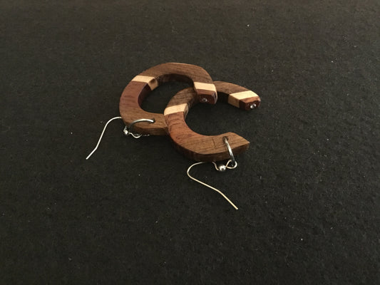 Walnut and Maple hoops earrings