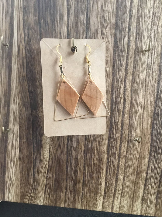 Gold Plated Triangle with White Oak Diamond