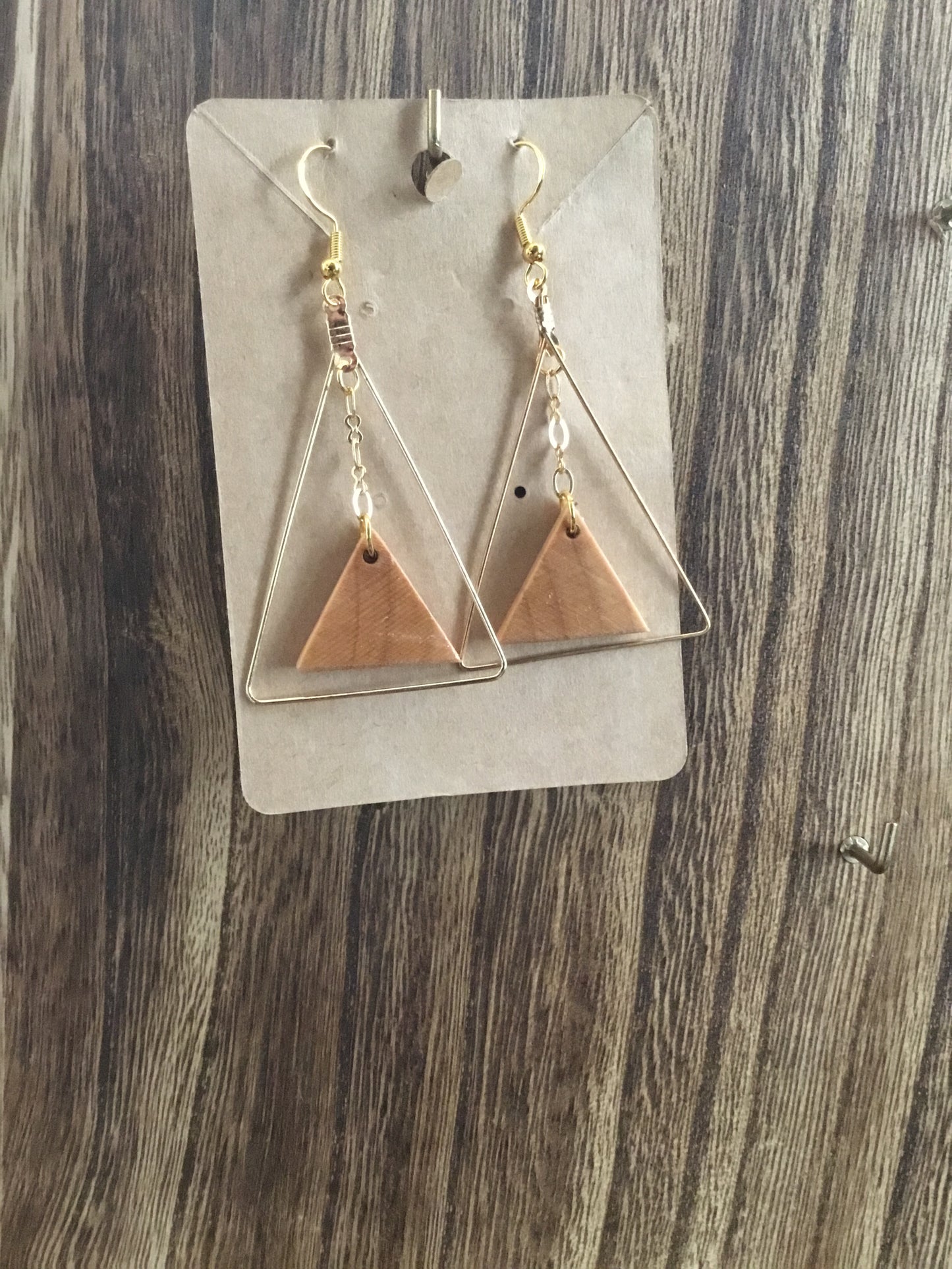 Gold Plated Triangle with White Oak Triangle