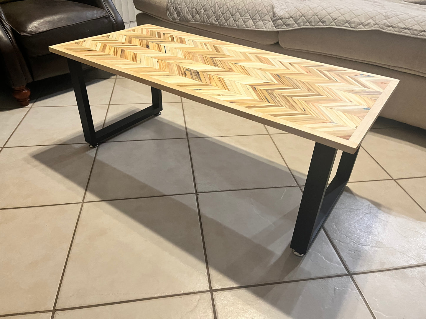 Multi Color All Natural Chevron Coffee Table