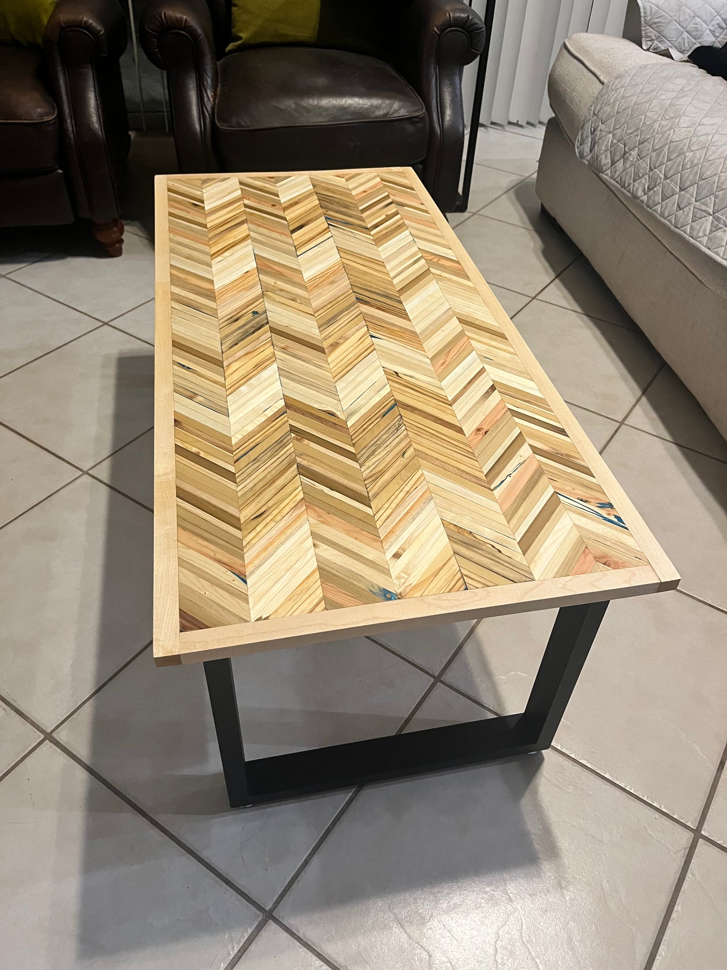 Multi Color All Natural Chevron Coffee Table