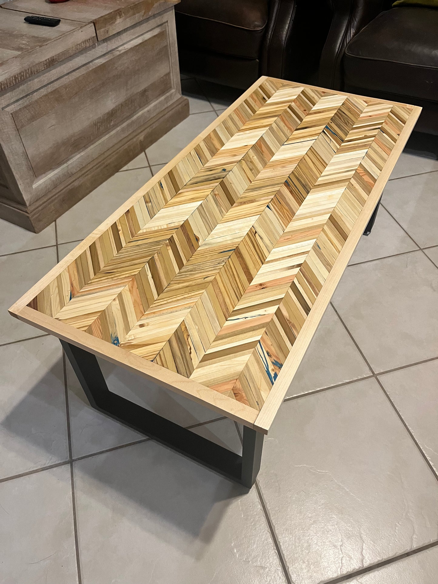 Multi Color All Natural Chevron Coffee Table