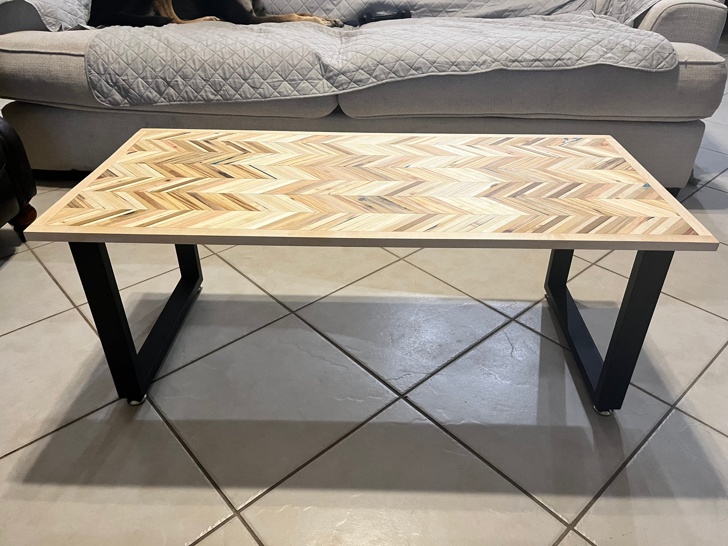 Multi Color All Natural Chevron Coffee Table