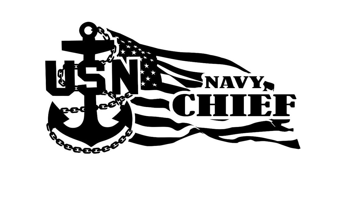 Navy Chief Flowing Flag Sticker