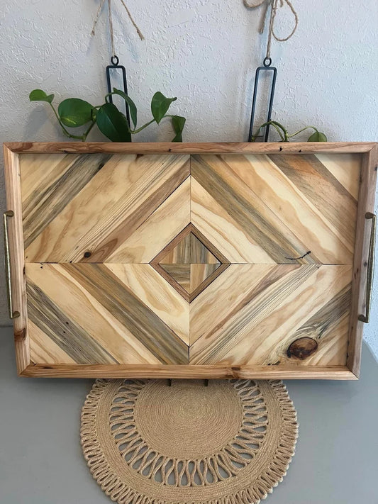 Large Serving Tray with Handles from Cedar, Poplar and Pine