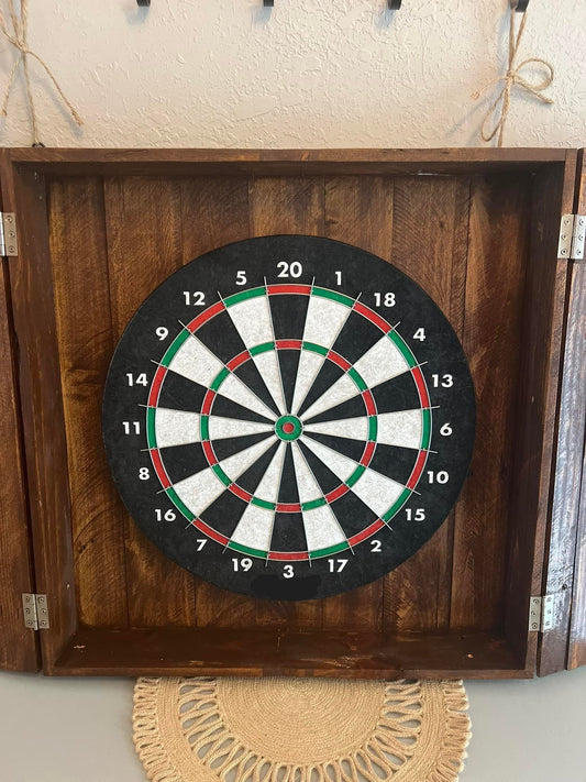 Dartboard Cabinet with Darts for Outdoor or Gameroom Fun